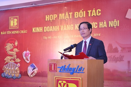 Doanh nhân văn hóa Tổng Giám đốc Vũ Minh Châu phát biểu tại buổi họp mặt