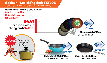Chảo Goldsun chống dính Teflon®Select