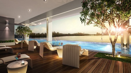 Hồ bơi tràn bờ view sông