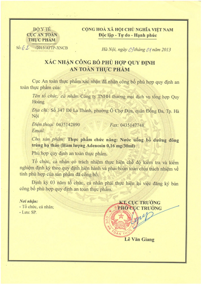 Nước uống bổ dưỡng Đông Trùng Hạ Thảo