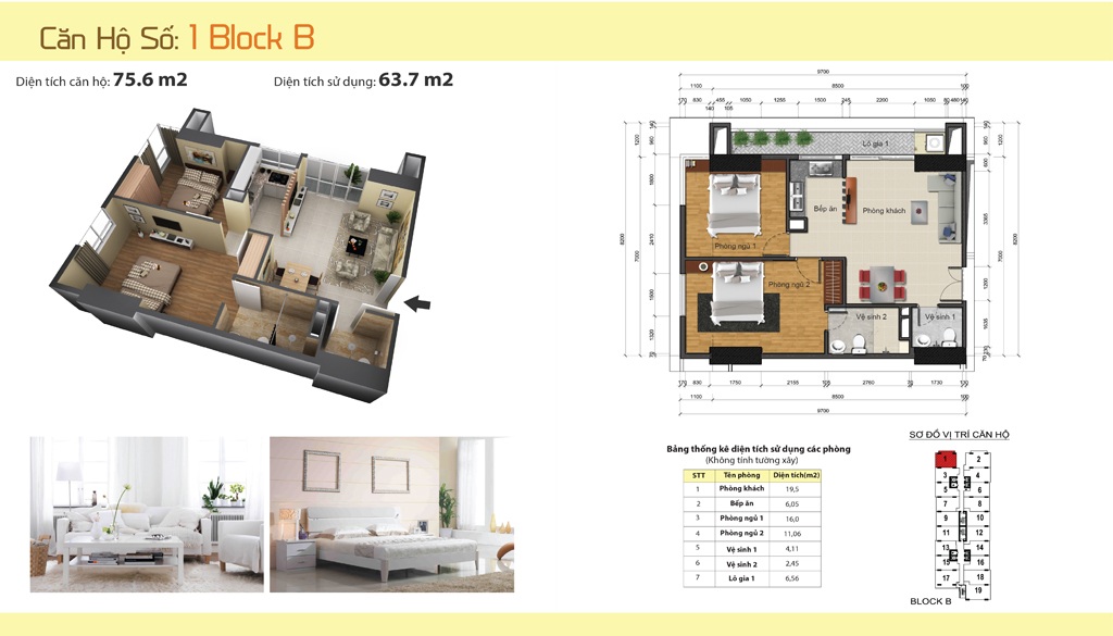 Căn hộ mẫu Số 1 của Block B
