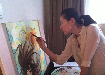 “Chúc Anh Đài” Đổng Khiết trổ tài vẽ tranh  - 2