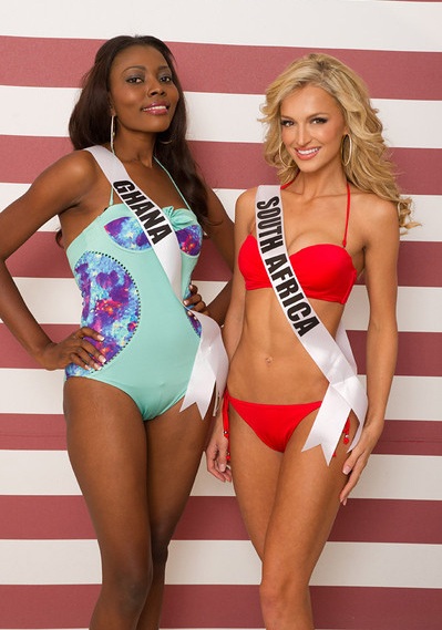 Người đẹp Ghana (trái) và Nam Phi - ứng cử viên sáng giá nhất tại cuộc thi Hoa hậu Hoàn vũ năm nay.