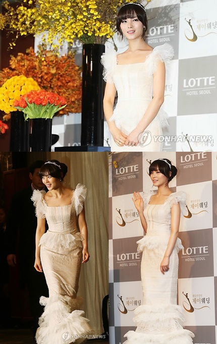 Sunye và chồng trong hôn lễ tổ chức vào ngày 26/1 vửa qua.