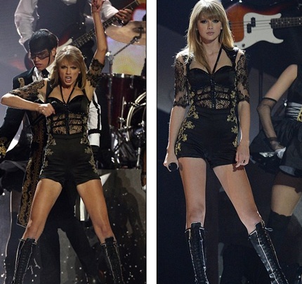 Đôi chân thon dài miên man được Taylor khoe triệt để trong phần trình diễn tối qua 20/2.