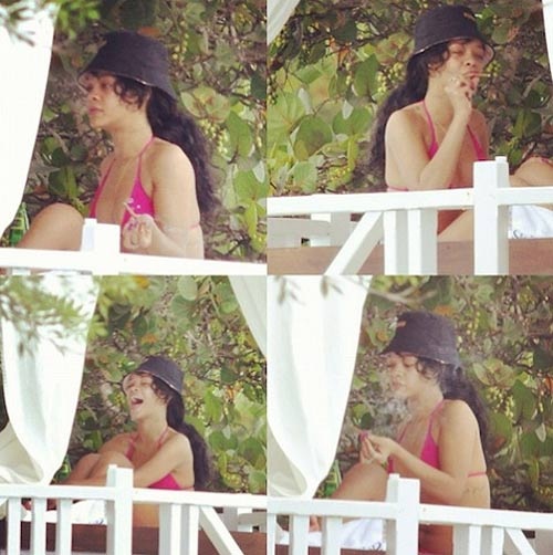 Rihanna bị nghi hút cần sa - 1 Rihanna từng nhiều lần bị giới săn tin chụp lại những hình ảnh bị nghi là đang hút cần sa.