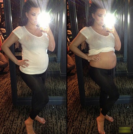 “Cô Kim” vén áo khoe bụng bầu