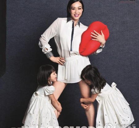 Chung Lệ Đề xuất hiện cùng hai con gái trên tạp chí Cosmopolitan, số tháng 9/2013