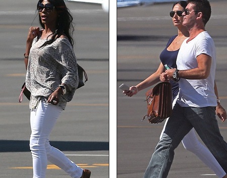 Simon Cowell và bạn gái đang mang bầu ra sân bay rời khỏi Pháp.