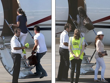 Simon Cowell và bạn gái đang mang bầu ra sân bay rời khỏi Pháp.