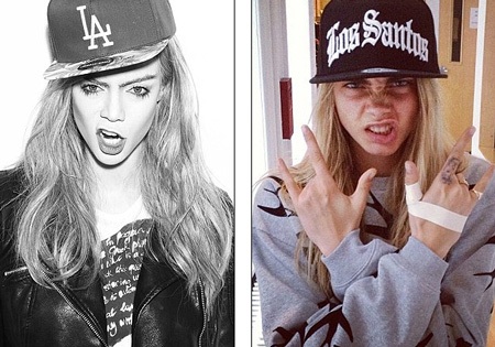 Xem Tyra Banks hóa thân thành Kate Upton, Claudia Schiffer - 14 Sau 4 giờ làm tóc và trang điểm, Tyra Banks (trái) đã trở thành siêu mẫu 9X Cara Delevingne
