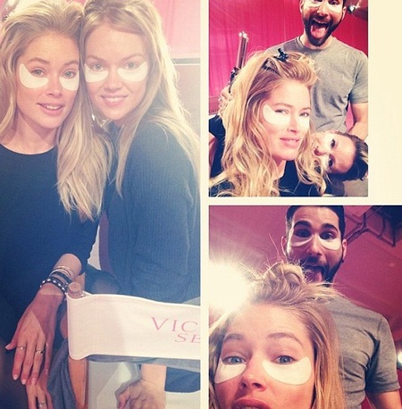 Các người đẹp đang rất tập trung và thử lại trang phục cho show diễn sắp tới.