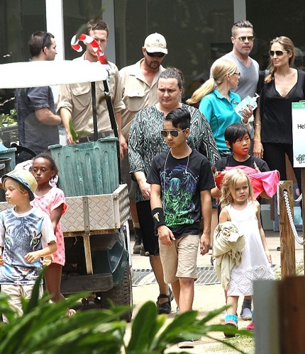 Gia đình đông đúc của Brangelina nổi bật trên đường phố.