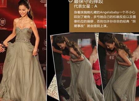 Bà mẹ ba con Chung Lệ Đề vẫn cố cười tươi sau cú ngã bất ngờ