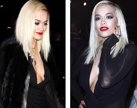 Rita Ora khiêu khích bên Katie Holmes giản dị - 12 Chiếc váy xẻ ngực gợi cảm khiến Rita Ora thu hút sự chú ý của cánh săn tin