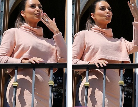 Kim Kardashian khoe “vòng ba” nảy nở trong váy bó sát