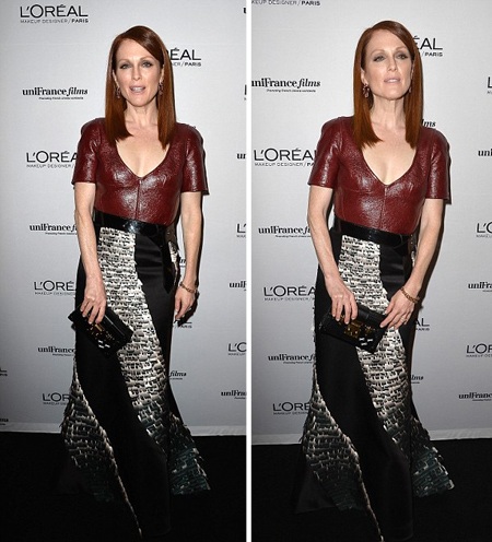 Julianne Moore xách theo túi xách Miu Miu