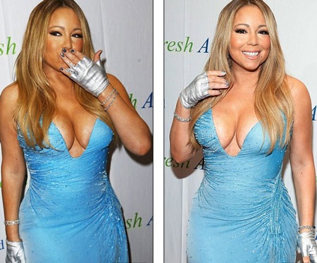 Choáng với váy "phô" ngực hết cỡ của diva Mariah Carey - 9 Vy Vy