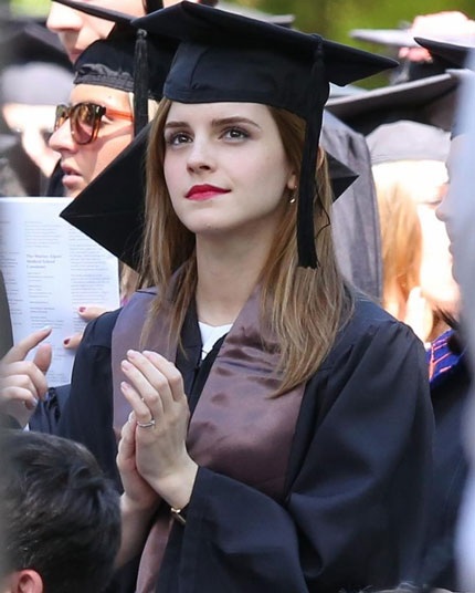 Beautiful little witch Emma Watson at her graduation ceremony