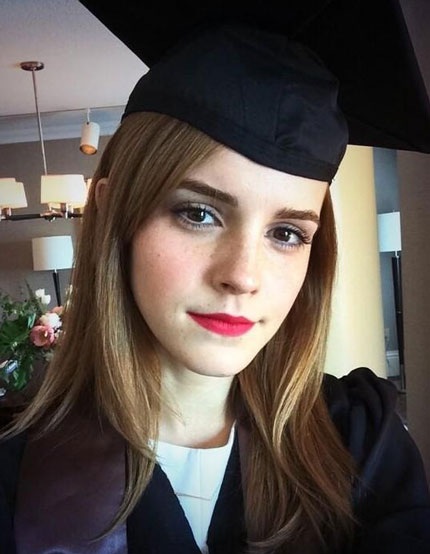 Beautiful little witch Emma Watson at her graduation ceremony