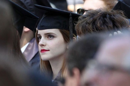 Beautiful little witch Emma Watson at her graduation ceremony