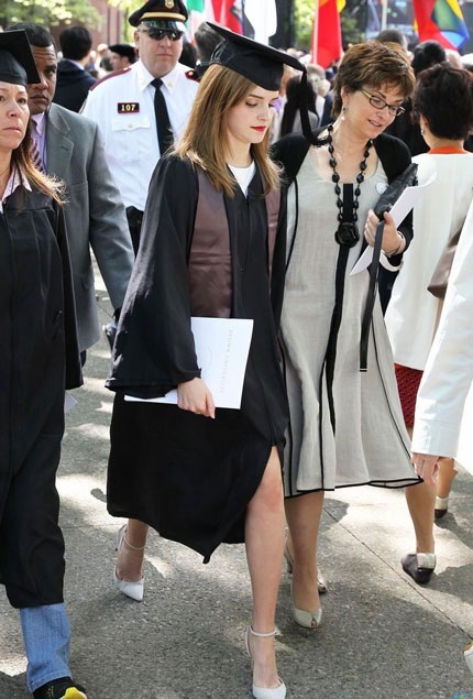 Beautiful little witch Emma Watson at her graduation ceremony