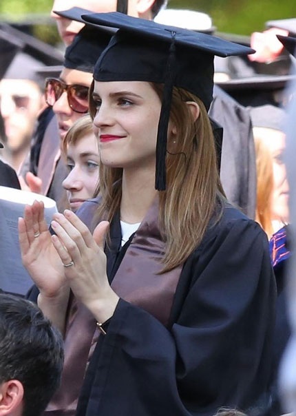 Beautiful little witch Emma Watson at her graduation ceremony