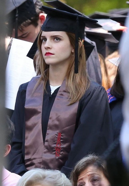 Beautiful little witch Emma Watson at her graduation ceremony