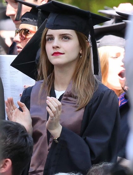 Beautiful little witch Emma Watson at her graduation ceremony