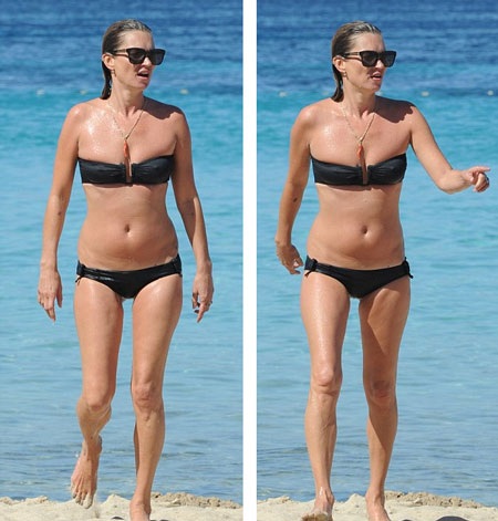 Siêu mẫu hàng đầu nước Anh Kate Moss đi tắm biển cùng bạn bè tại bãi biển 