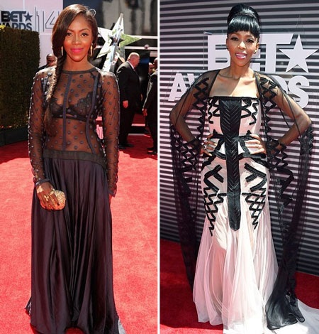 Ca sĩ Tiwa Savage (trái) và Nhlanhla Nciza đều thích màu trắng và đen.