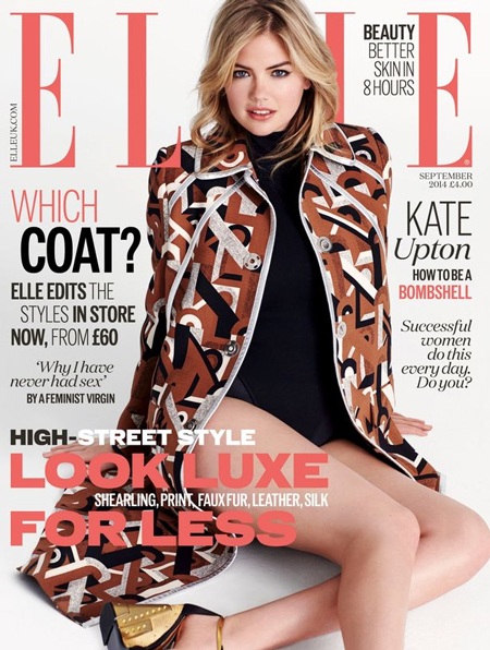Siêu mẫu Kate Upton được chọn là người đẹp nhất thế giới - 5 Kate Upton trên tạp chí Elle, số tháng 8/2014.