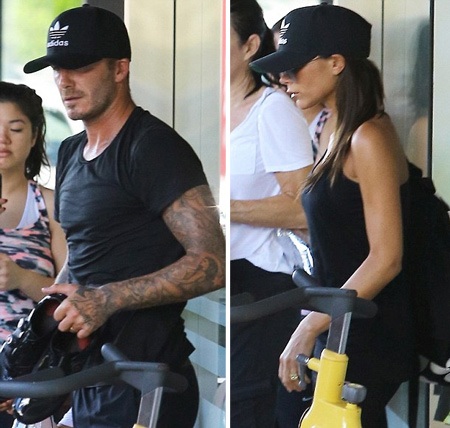 Trước đó, David và Victoria còn có mặt tại một phòng tập thể dục.