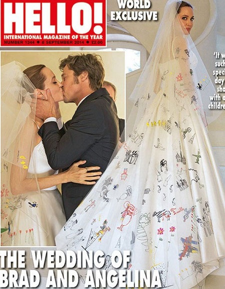 Cận cảnh váy cưới độc đáo và nhiều ý nghĩa của Angelina Jolie