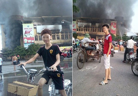 Dân mạng phẫn nộ hai thanh niên chụp ảnh cười đùa trước đám cháy - 1 Bức ảnh đang gây phẫn nộ