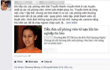 Thông tin về sự hi sinh của nữ phóng viên Hồng Sen được nhiều người chia sẻ trên mạng xã hội