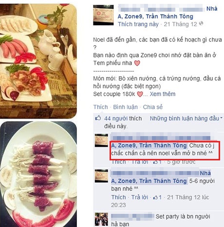 Giới trẻ nuối tiếc Zone 9, chủ nhà hàng dùng dằng chưa muốn bỏ - 7 Một nhà hàng trả lời khách trên Facebook rằng vẫn mở cửa vào ngày Noel (24/12)?