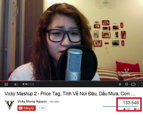 Clip cuả Vicky Nhung Nguyen thu hút hơn 130.000 lượt xem trên Youtube