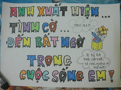 Bộ tranh tỏ tình đáng yêu của nàng... võ sĩ - 2 Những bức tranh tỏ tình được viết với nét chữ nắn nót, hình họa công phu