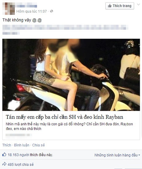 Dân mạng tranh cãi chuyện "chỉ cần SH và kính rayban là có bạn gái" - 1 Câu chuyện cưa gái chỉ cần đi SH và kính rayban đang gây ồn ào trên mạng