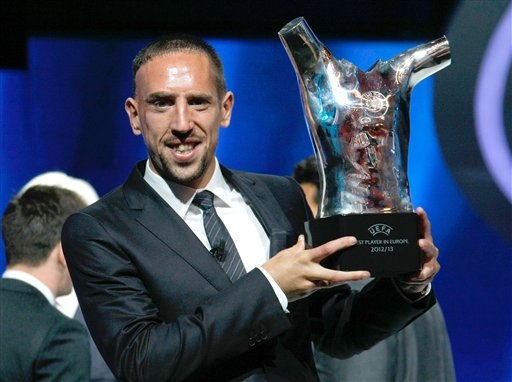 Ribery đã giành danh hiệu Cầu thủ xuất sắc nhất châu Âu mùa vừa qua
