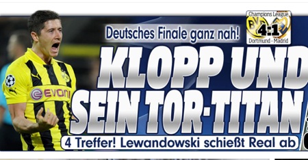 Các tờ báo ở Đức như phát cuồng theo với màn trình diễn của Lewandowski