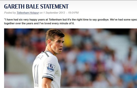 Hai CLB đồng thời xác nhận trên trang chủ về thương vụ Bale