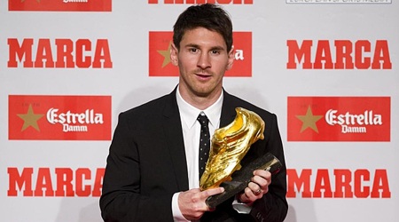 Đoạt “Chiếc giày vàng”, Messi lại đi vào lịch sử - 1 Messi thêm một lần nữa đoạt được danh hiệu “Chiếc giày vàng châu Âu”
