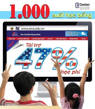 Tài trợ 1000 suất học bổng tiếng Anh 47% tại Cleverlearn - AMA - 2