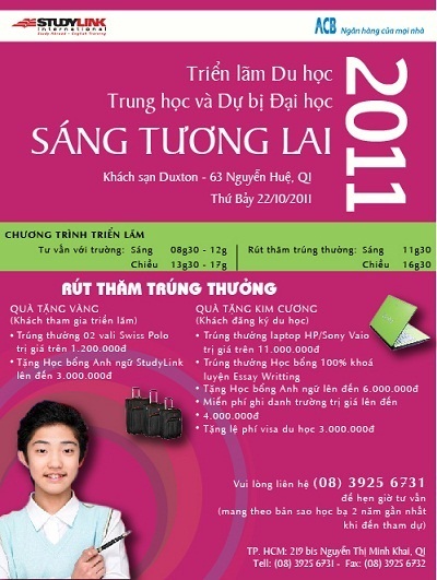 Trúng thưởng Laptop & Quà tặng hấp dẫn tại Triển lãm Du học Trung học & Dự bị Đại học "Sáng Tương Lai" - 2