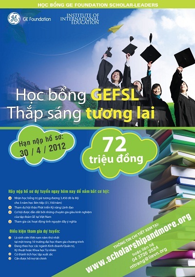 Cơ hội giành học bổng GE Foundation Scholar-Leaders 2012 - 1 Cơ hội giành học bổng GE Foundation Scholar-Leaders 2012