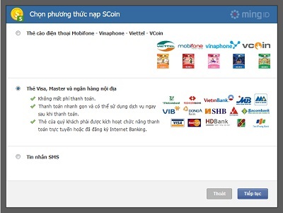 SohaGame tích hợp công cụ thanh toán trực tuyến hiện đại