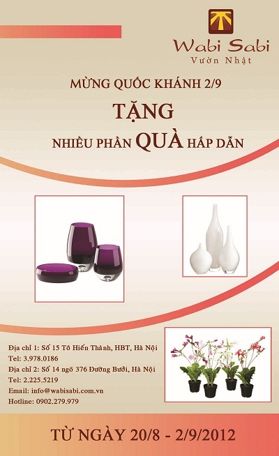 Ưu đãi mừng Quốc khánh 2/9 tai Wabi Sabi Vườn Nhật - 5 Hãy đến Wabi Sabi Vườn Nhật để tận hưởng hương vị cuộc sống và cảm nhận sự trân trọng!