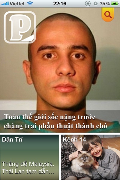 Màn hình chủ với tin tức “hot” nhất được xếp trên cùng.